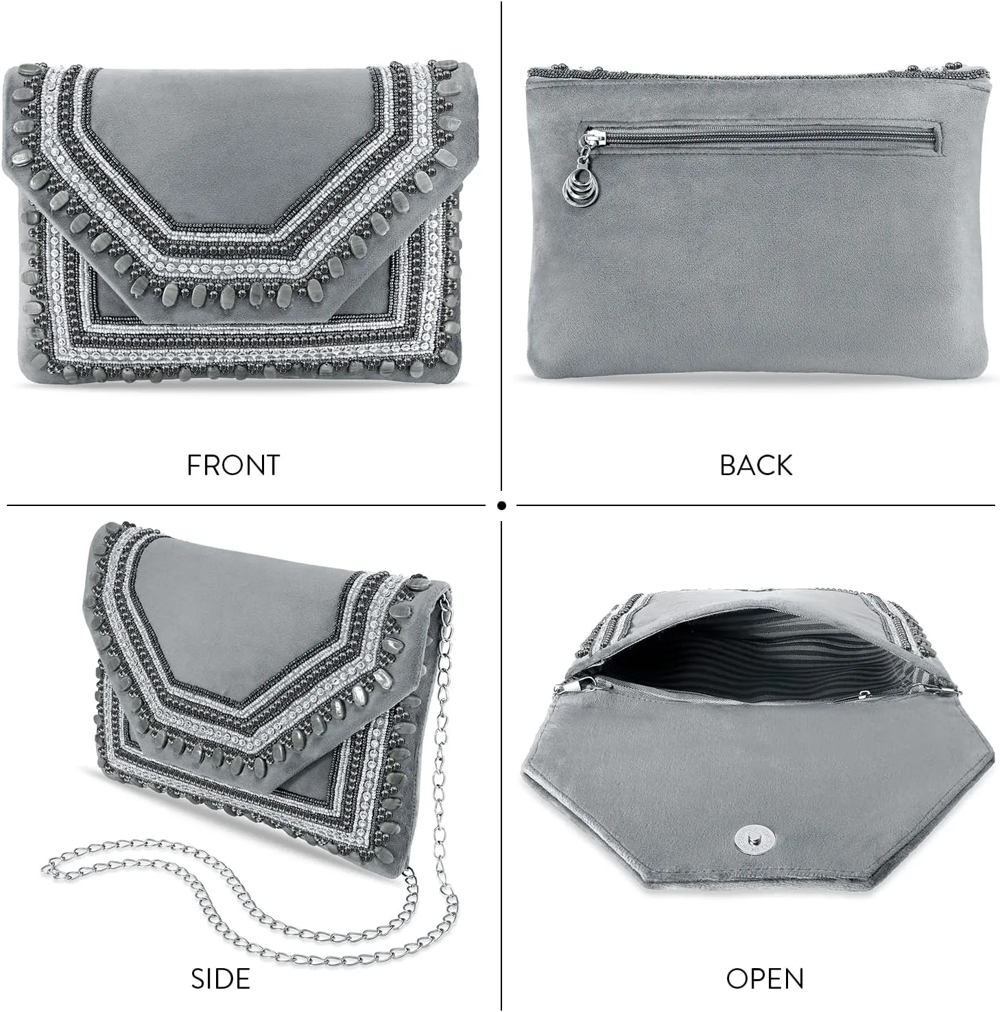 Aheli Clutch Women's Purse Bridal Bag for Casual Detachable Strap Evening Sling Bag