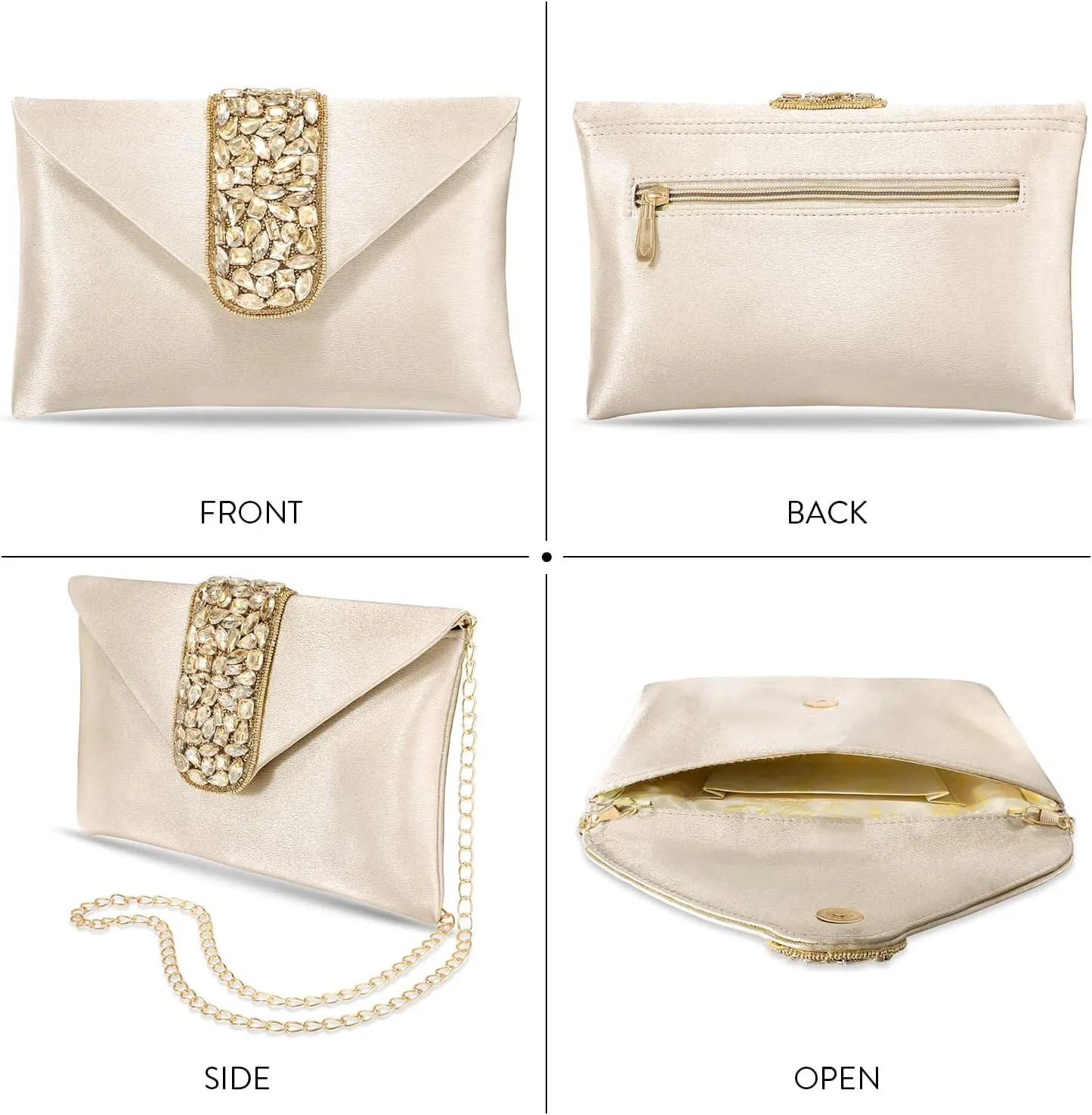 Aheli Clutch Women's Purse Bridal Bag for Casual Detachable Strap Evening Sling Bag