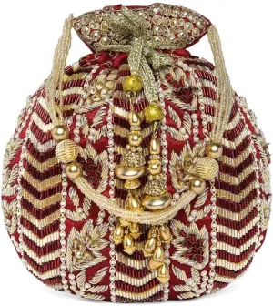 Aheli Potli Bag For Women Handmade Evening Wristlet Handbag Stylish Bridal Purse Fashion Bag