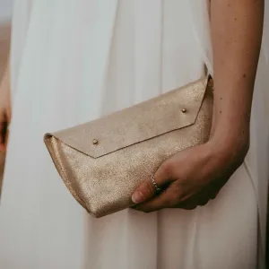Ailla Leather Clutch Bag Gold, Silver & Bronze