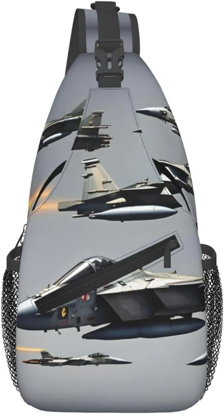 Aircraft Fighter Jets Print Crossbody Backpack Sling Bag Chest Bags Daypack For Sport Running Hiking Women Men Unisex