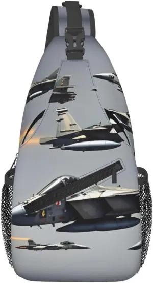 Aircraft Fighter Jets Print Crossbody Backpack Sling Bag Chest Bags Daypack For Sport Running Hiking Women Men Unisex