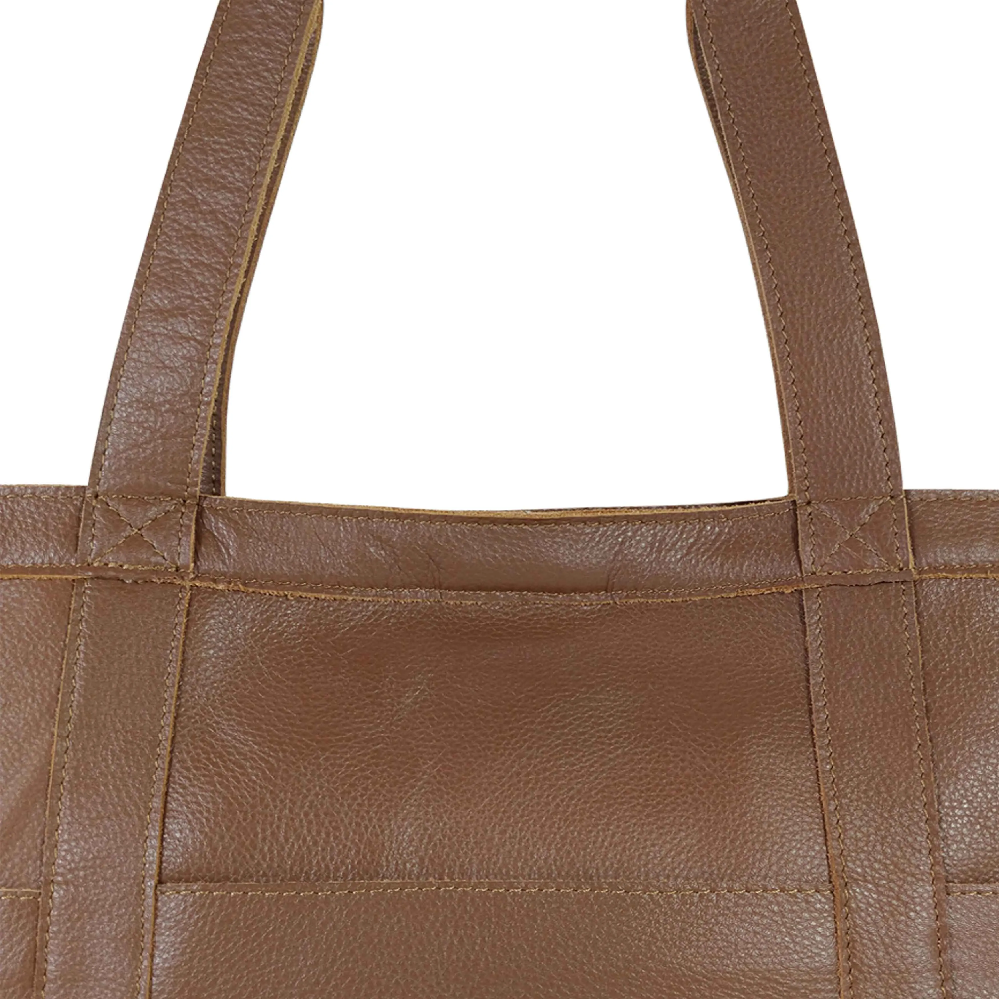 'ALICE' Tan Semi Soft Full Grain Oversized Leather Shopper Bag