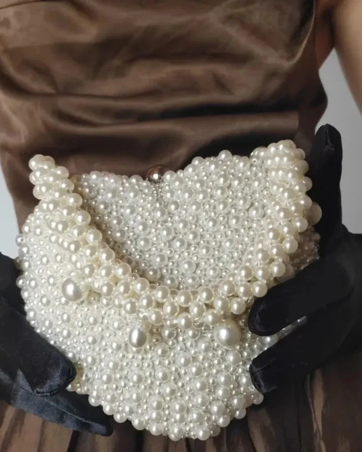 Alize Luxe Heart Pearl Beads Bag