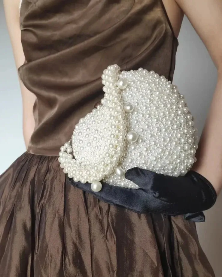 Alize Luxe Heart Pearl Beads Bag