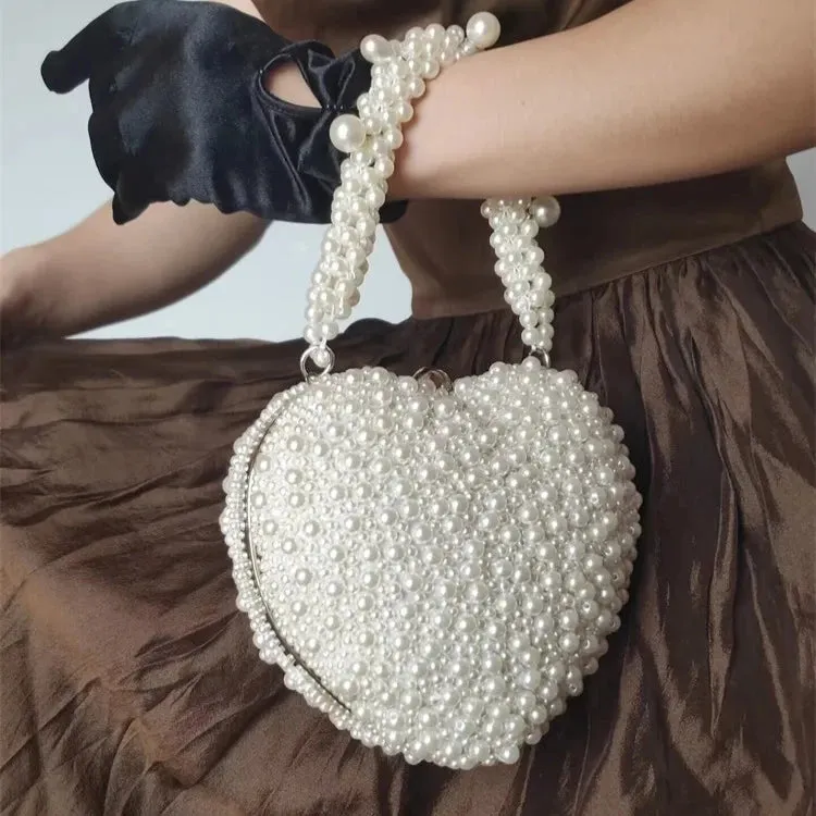 Alize Luxe Heart Pearl Beads Bag