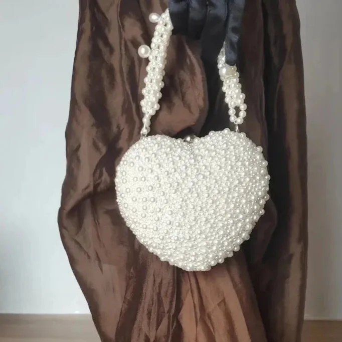 Alize Luxe Heart Pearl Beads Bag