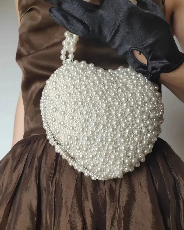 Alize Luxe Heart Pearl Beads Bag