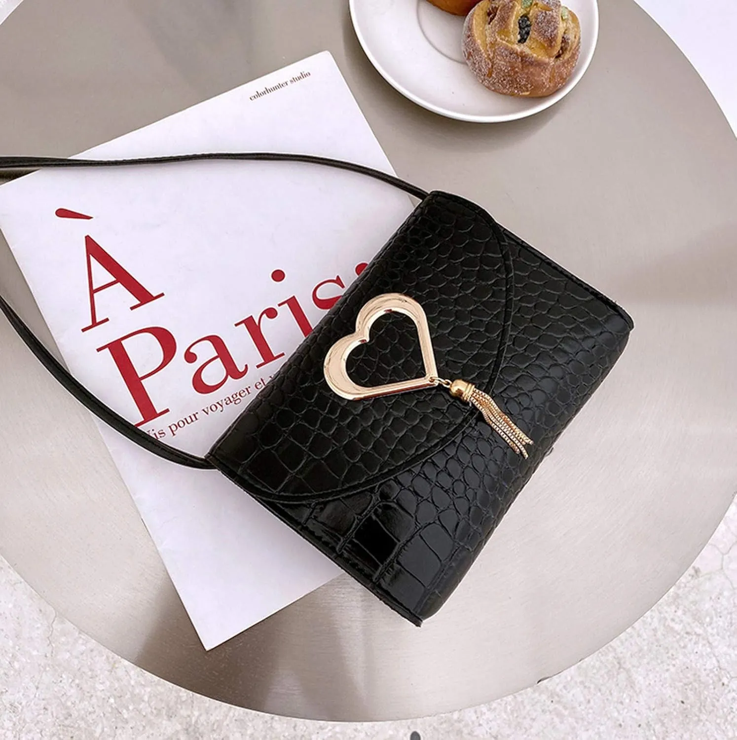 All- Shoulder Bag Ladies Handbag Fashion Messenger Bags Leather Shoulder Bags for Women (Black, One Size)