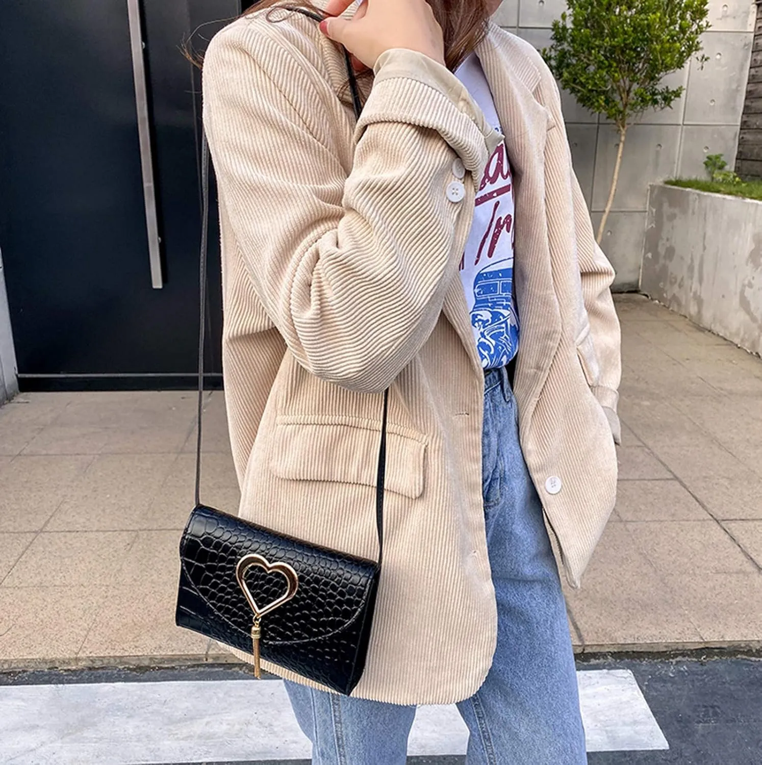 All- Shoulder Bag Ladies Handbag Fashion Messenger Bags Leather Shoulder Bags for Women (Black, One Size)