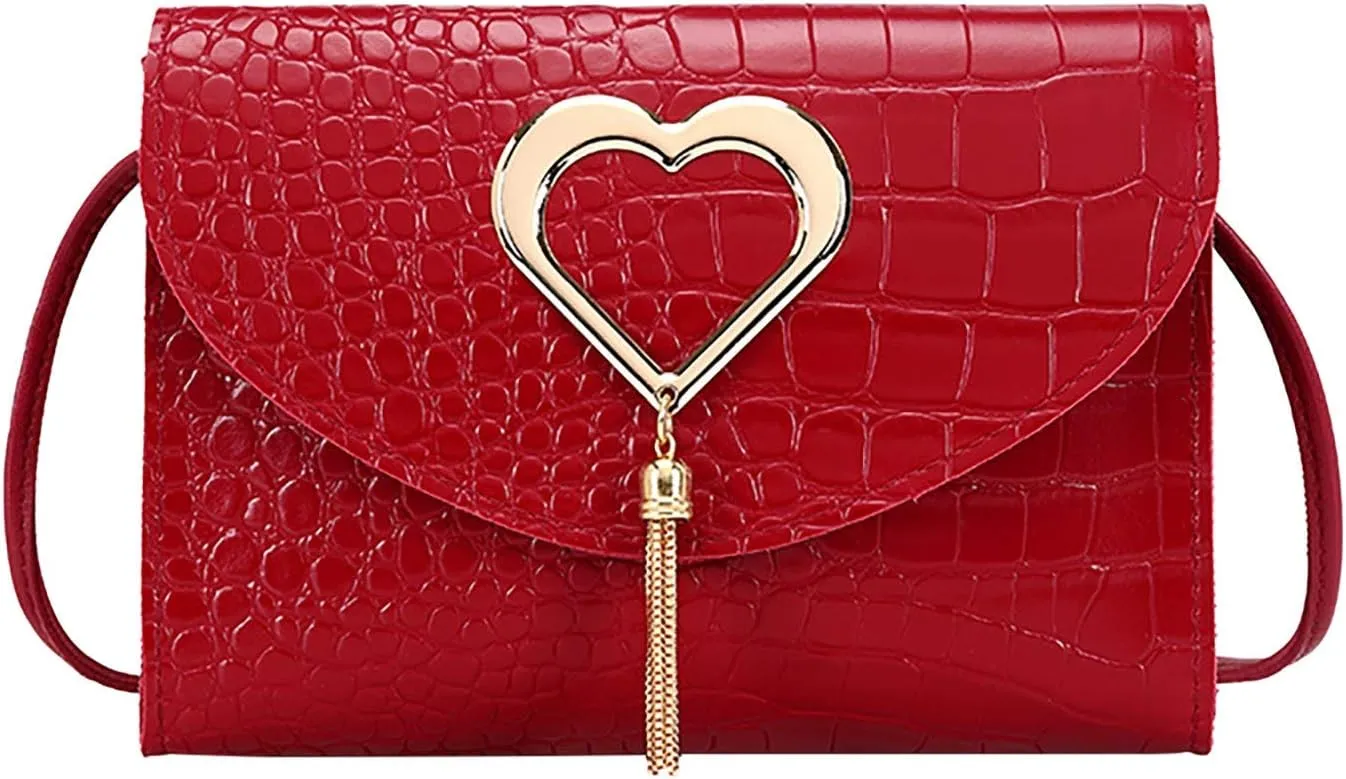 All- Shoulder Bag Ladies Handbag Fashion Messenger Bags Leather Shoulder Bags for Women (Red, One Size)