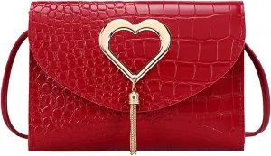 All- Shoulder Bag Ladies Handbag Fashion Messenger Bags Leather Shoulder Bags for Women (Red, One Size)