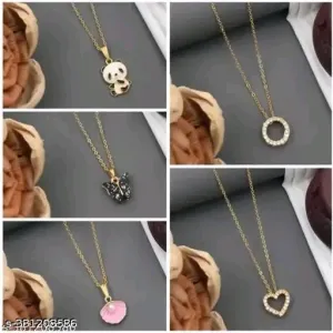 Allure Glittering Women’s Necklace &amp; Chain Set – Gold Plated with Cubic Zirconia