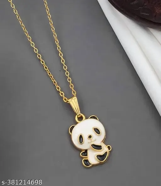 Allure Glittering Women’s Necklace &amp; Chain Set – Gold Plated with Cubic Zirconia