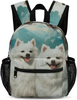 American Eskimos Dogs 13 Inch Backpack Waterproof Lightweight Travel Backpack Purse Hiking Daypack