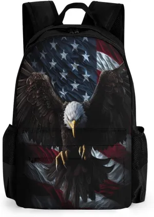 American Flag Eagle Travel Backpack Carry On Backpack Laptop Backpack Casual Work Bag for Hiking Business