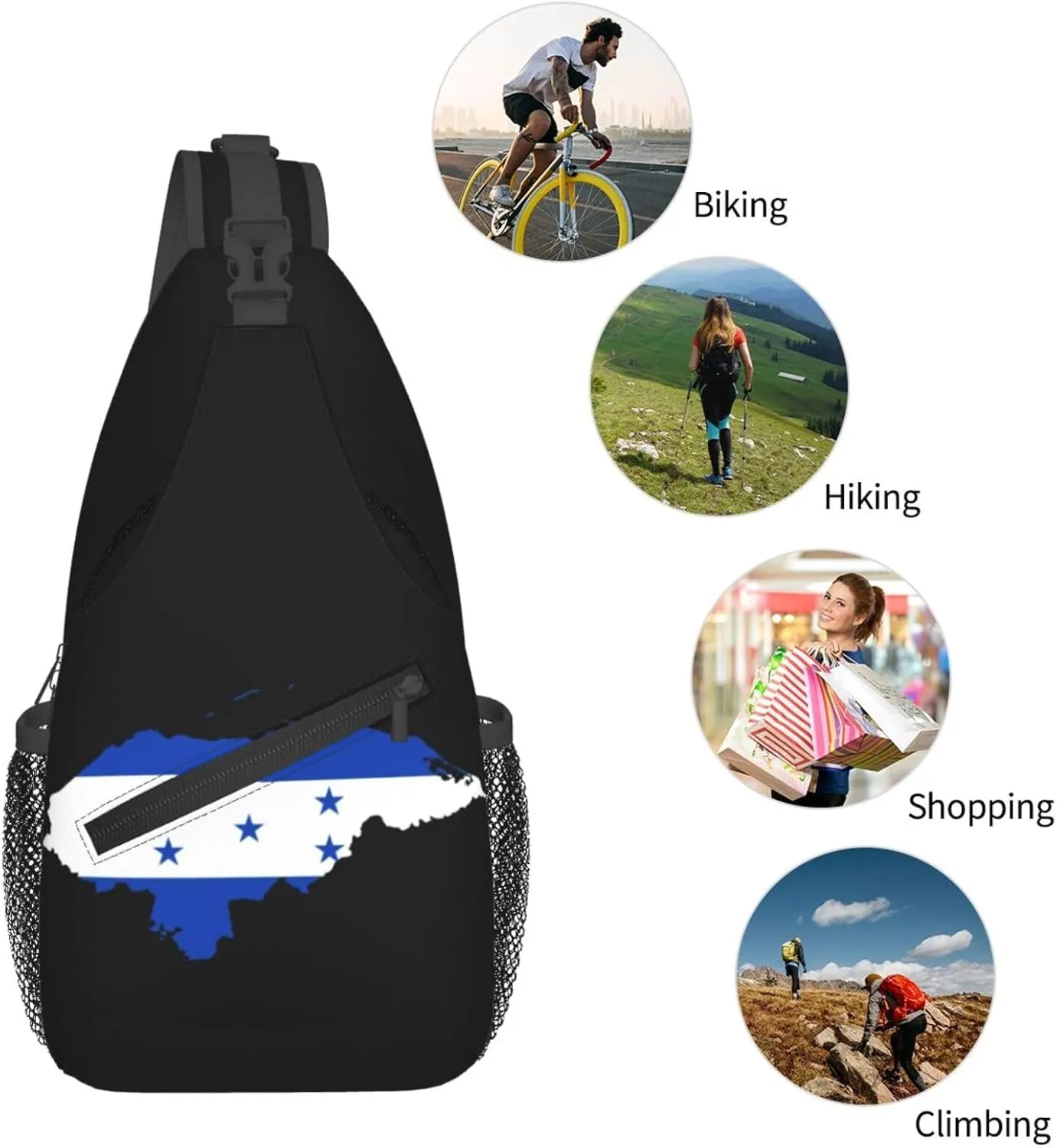 American Flag Stars Sling Bag Adjustable Chest Bags Casual Crossbody Bag Travel Shoulder Backpack