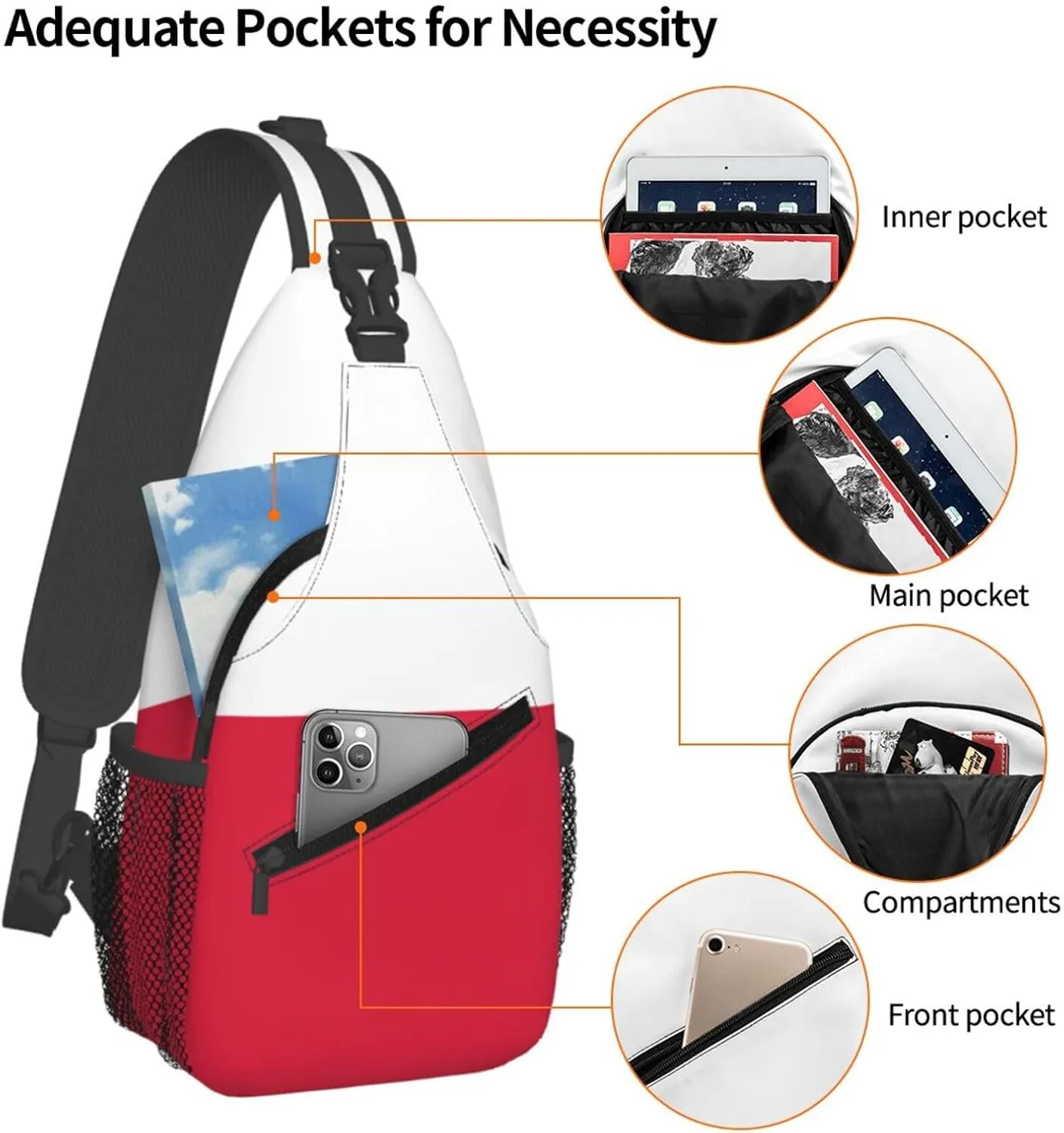 American Flag Stars Sling Bag Adjustable Chest Bags Casual Crossbody Bag Travel Shoulder Backpack