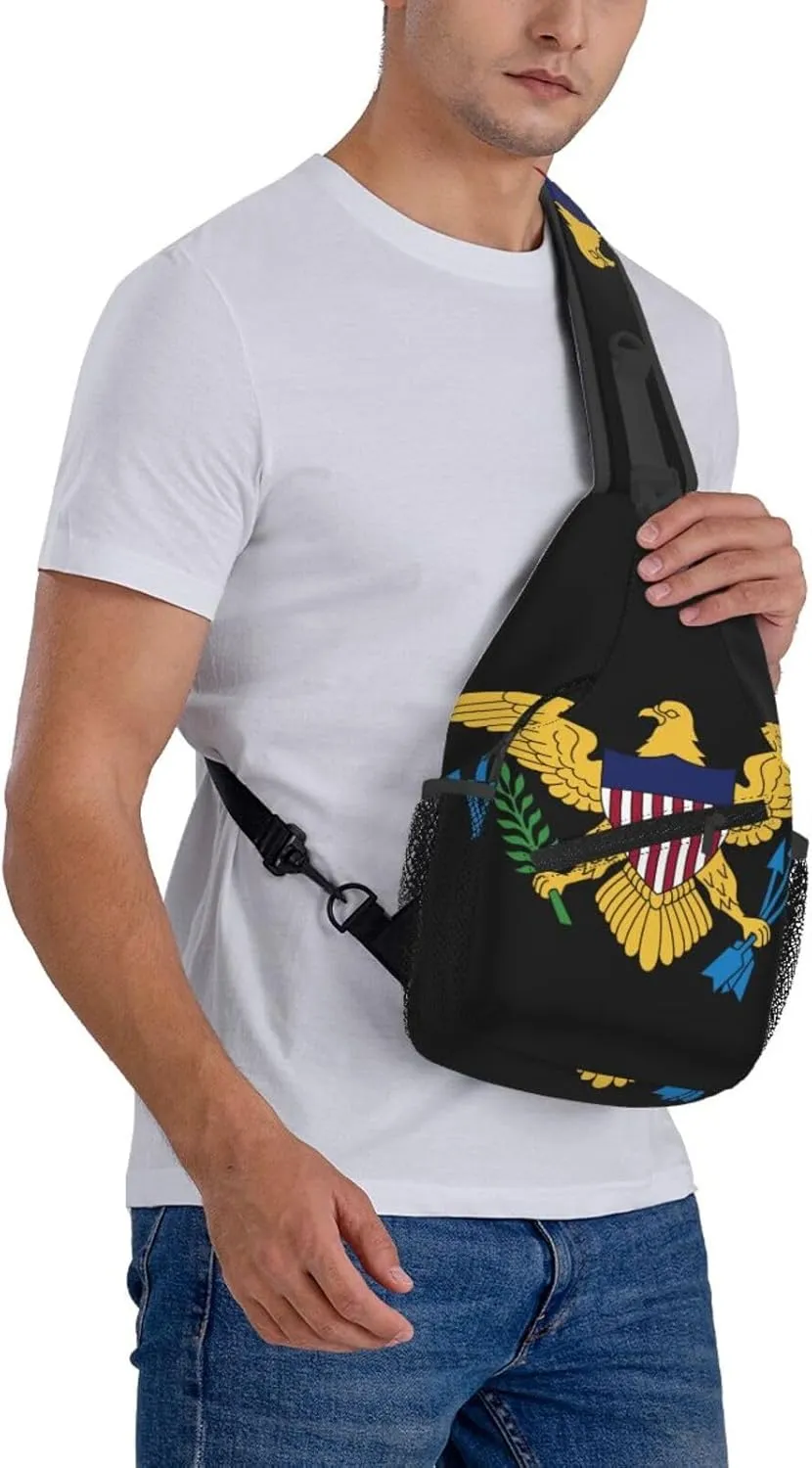 American Flag Stars Sling Bag Adjustable Chest Bags Casual Crossbody Bag Travel Shoulder Backpack