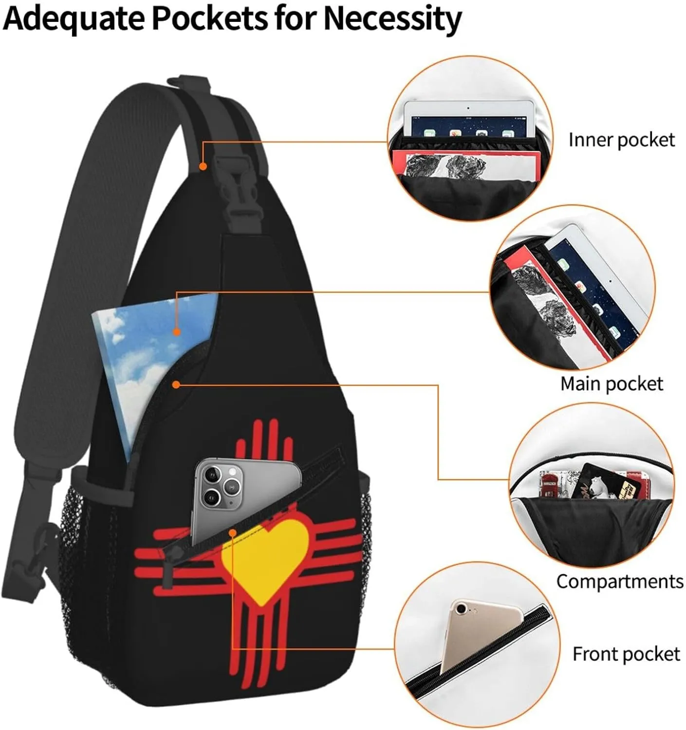 American Flag Stars Sling Bag Adjustable Chest Bags Casual Crossbody Bag Travel Shoulder Backpack