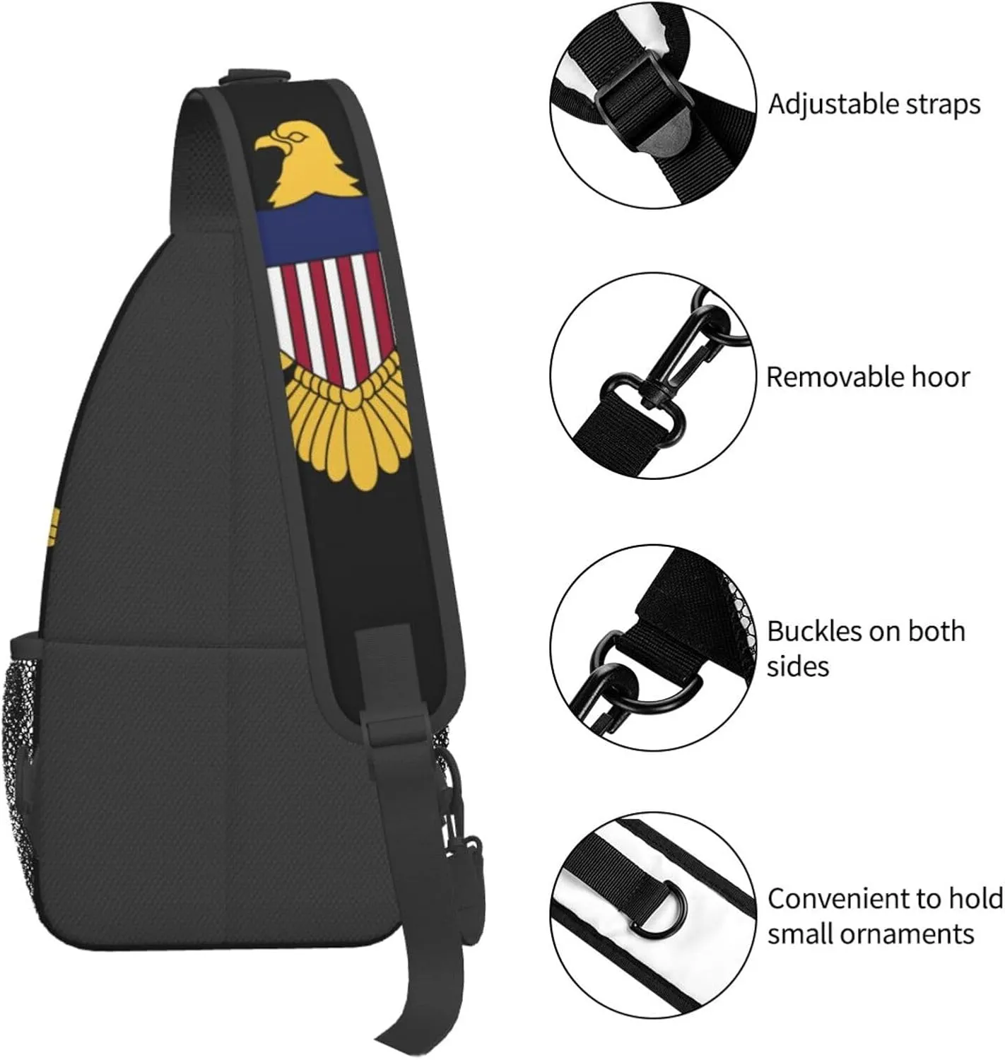American Flag Stars Sling Bag Adjustable Chest Bags Casual Crossbody Bag Travel Shoulder Backpack