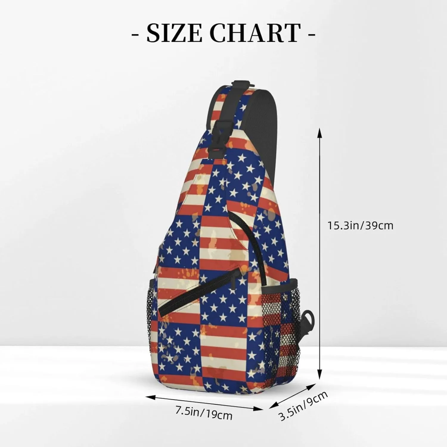 American Flag Stars Sling Bag Adjustable Chest Bags Casual Crossbody Bag Travel Shoulder Backpack