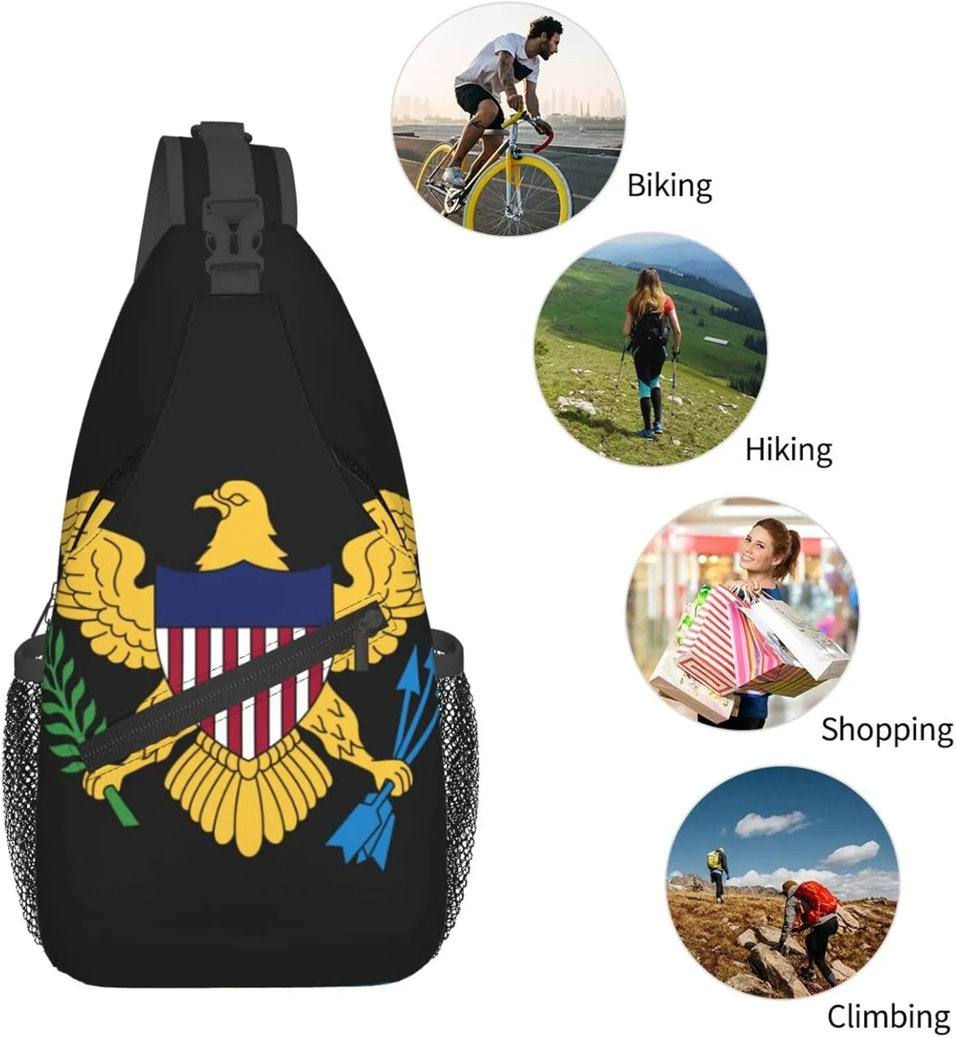 American Flag Stars Sling Bag Adjustable Chest Bags Casual Crossbody Bag Travel Shoulder Backpack