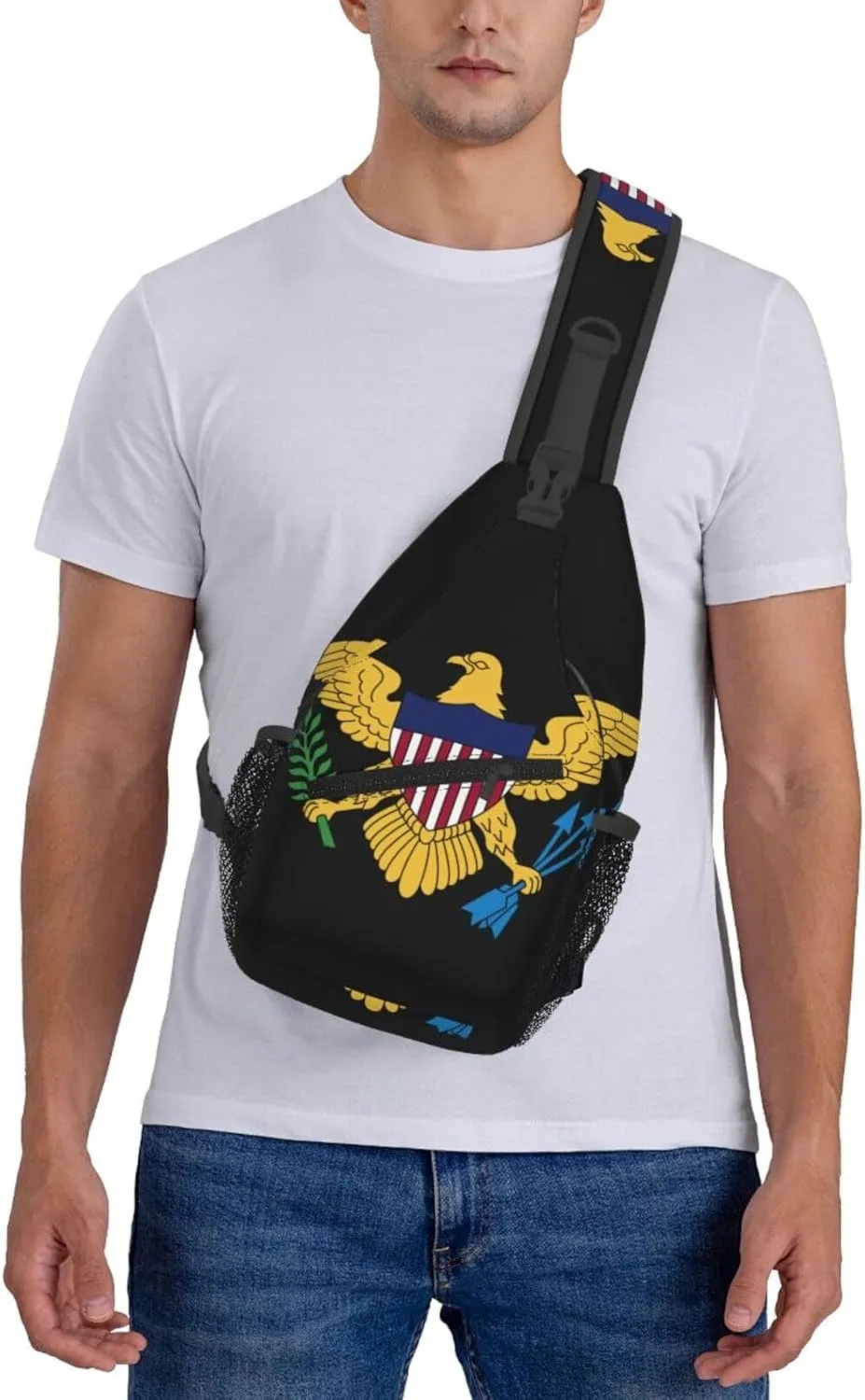 American Flag Stars Sling Bag Adjustable Chest Bags Casual Crossbody Bag Travel Shoulder Backpack