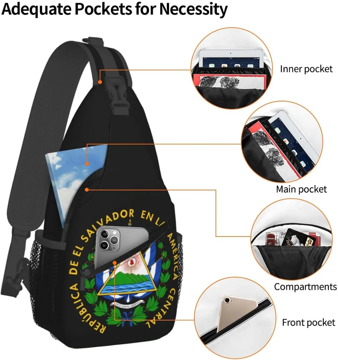 American Flag Stars Sling Bag Adjustable Chest Bags Casual Crossbody Bag Travel Shoulder Backpack