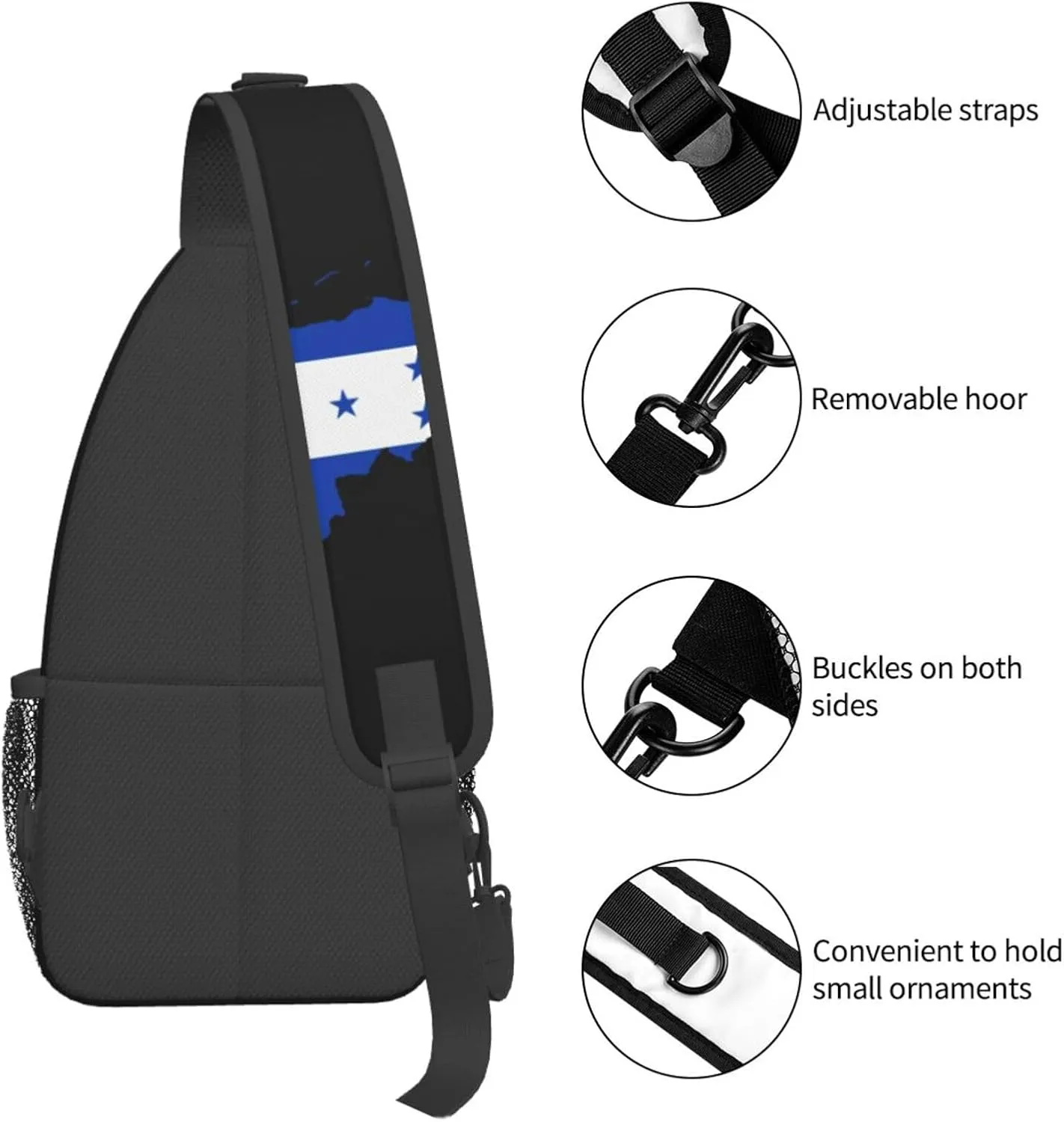 American Flag Stars Sling Bag Adjustable Chest Bags Casual Crossbody Bag Travel Shoulder Backpack