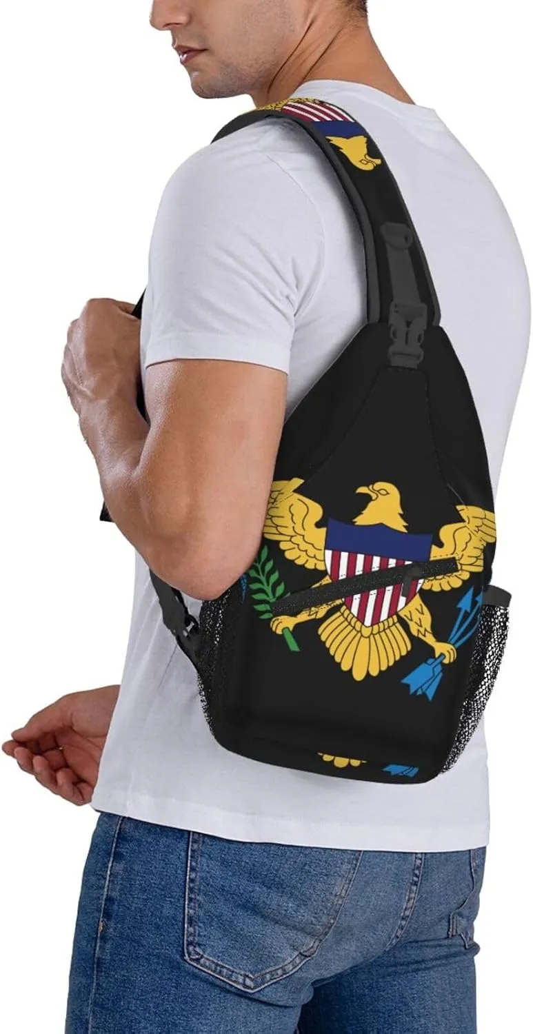 American Flag Stars Sling Bag Adjustable Chest Bags Casual Crossbody Bag Travel Shoulder Backpack