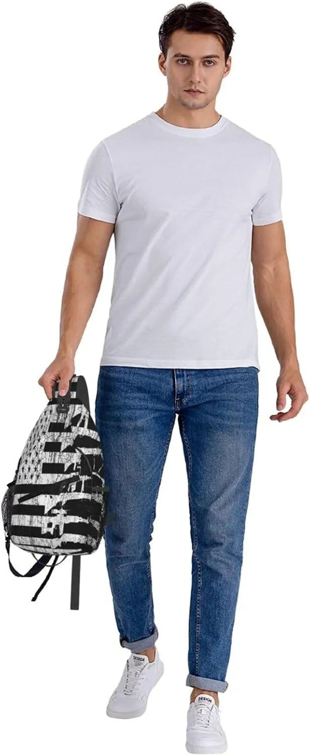 American Patriotic Flag Crossbody Sling Bag Chest Bags Casual Shoulder Backpack Sport Fanny Pack Gym Diagonally Daypack with Adjustable Strap for Running