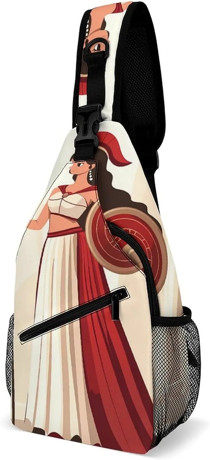 Ancient Wisdom And War Athena Sling Backpack Multipurpose Crossbody Shoulder Bags Travel Chest Bag Hiking Daypack