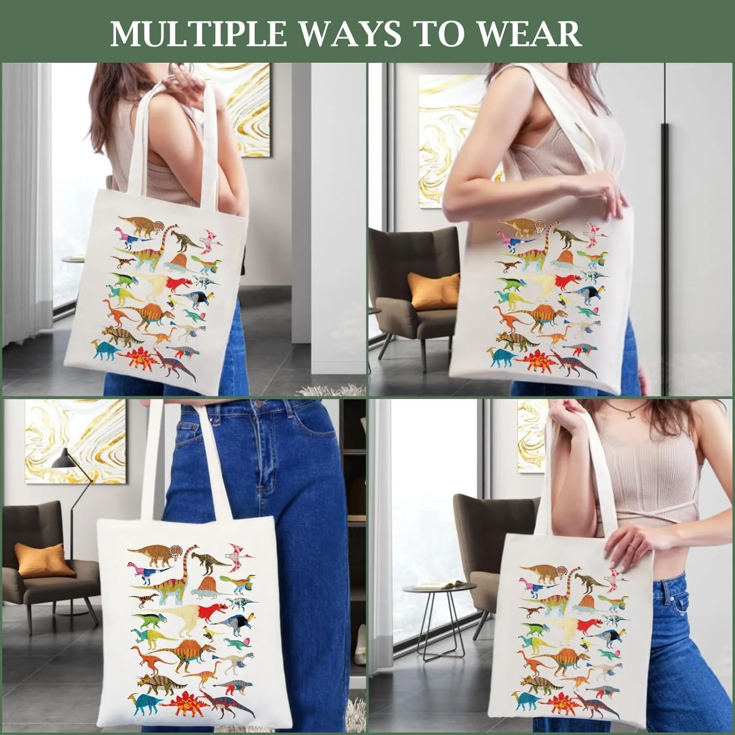 Andeiltech Canvas Aesthetic Tote Bag for Women with Inner Pocket Totes Shoulder Book Bag Shopping Reusable Grocery Bags