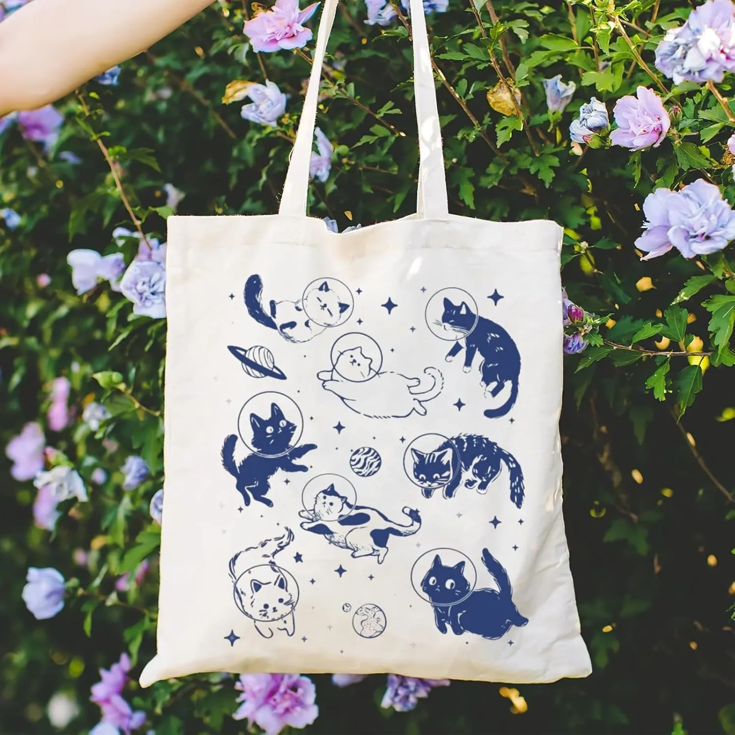 Andeiltech Canvas Aesthetic Tote Bag for Women with Inner Pocket Totes Shoulder Book Bag Shopping Reusable Grocery Bags