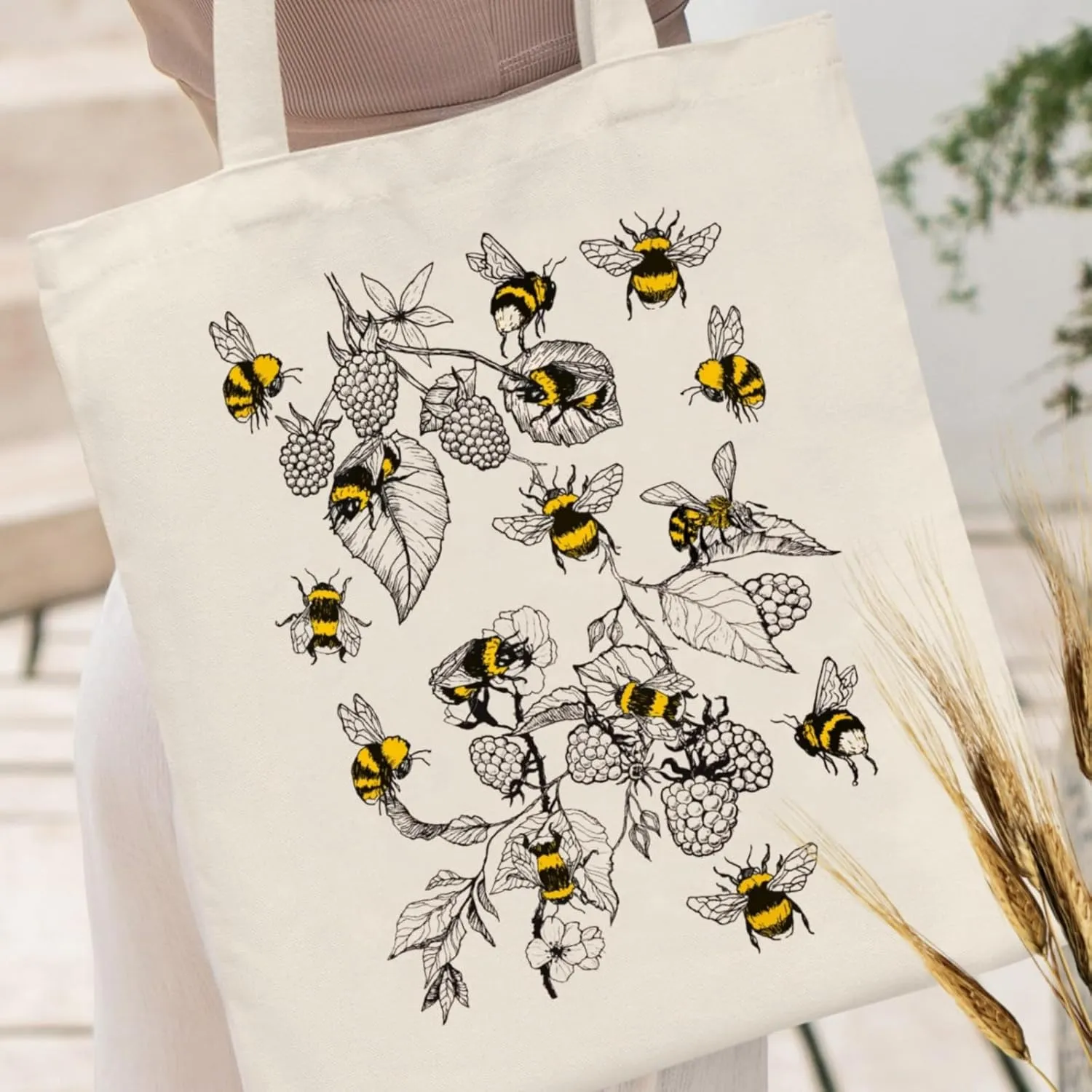 Andeiltech Canvas Aesthetic Tote Bag for Women with Inner Pocket Totes Shoulder Book Bag Shopping Reusable Grocery Bags