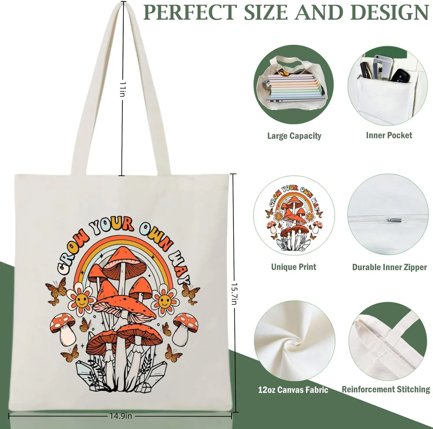 Andeiltech Canvas Christian Tote Bags Bible Canvas Bag Faith-Inspired Graphic Book Tote for Church Christian Birthday Gifts