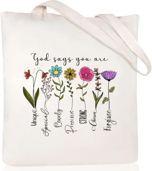 Andeiltech Canvas Christian Tote Bags Bible Canvas Bag Faith-Inspired Graphic Book Tote for Church Christian Birthday Gifts