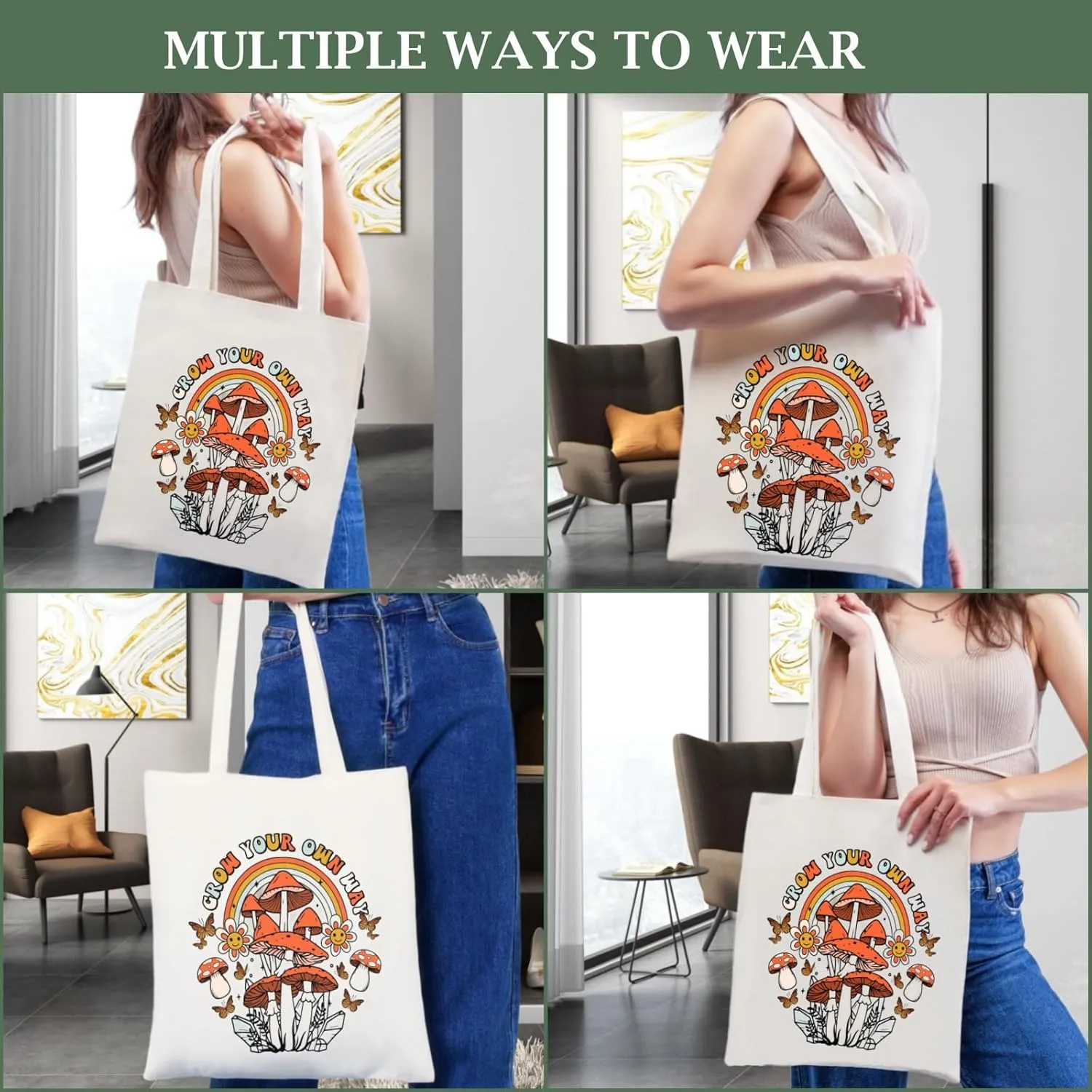 Andeiltech Canvas Christian Tote Bags Bible Canvas Bag Faith-Inspired Graphic Book Tote for Church Christian Birthday Gifts