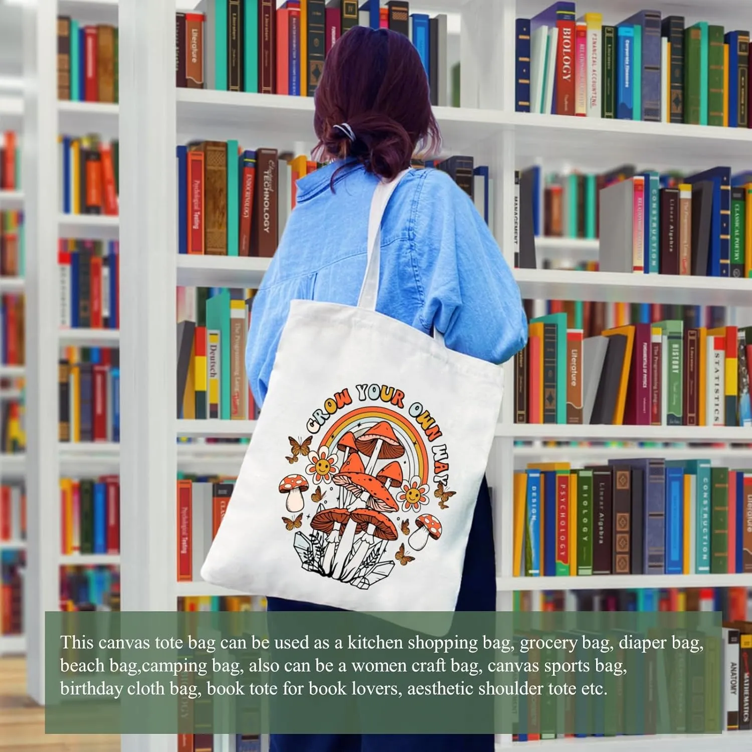 Andeiltech Canvas Christian Tote Bags Bible Canvas Bag Faith-Inspired Graphic Book Tote for Church Christian Birthday Gifts