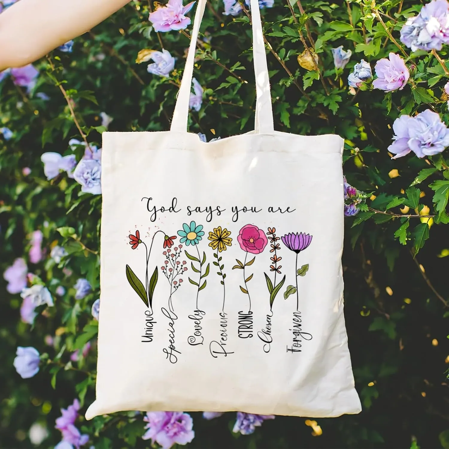 Andeiltech Canvas Christian Tote Bags Bible Canvas Bag Faith-Inspired Graphic Book Tote for Church Christian Birthday Gifts