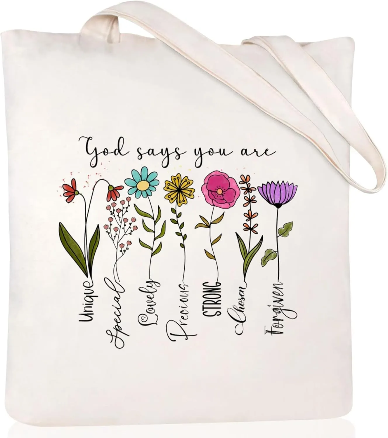 Andeiltech Canvas Christian Tote Bags Bible Canvas Bag Faith-Inspired Graphic Book Tote for Church Christian Birthday Gifts