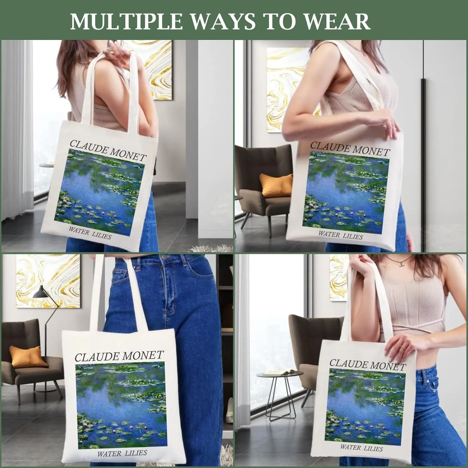 Andeiltech Canvas Tote Bag Aesthetic Cute Vintage Tote Bags Book Shoulder bag Gifts Reusable Grocery Bags for Women