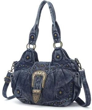 Angel Kiss Hobo Bags for Women Vegan Leather Purses and Handbags Ladies Chic Shoulder Bags Crossbody Purses with Metal Studs