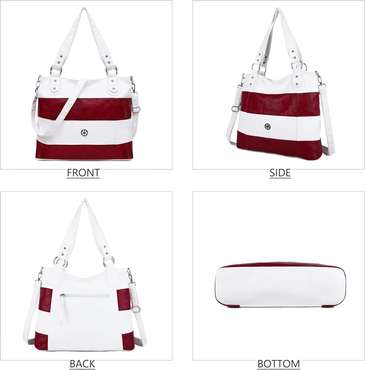 Angel Kiss Hobo Shoulder Purses for Women Large Soft Washed PU Leather Stripe Crossbody Handbags