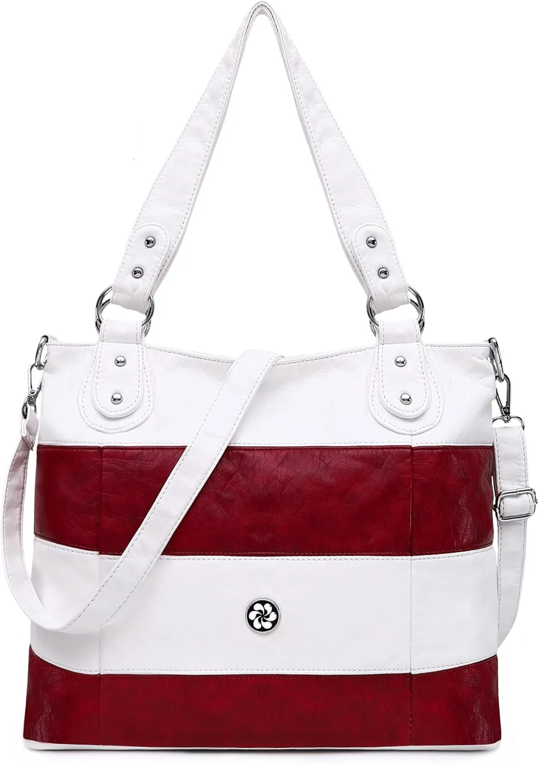Angel Kiss Hobo Shoulder Purses for Women Large Soft Washed PU Leather Stripe Crossbody Handbags