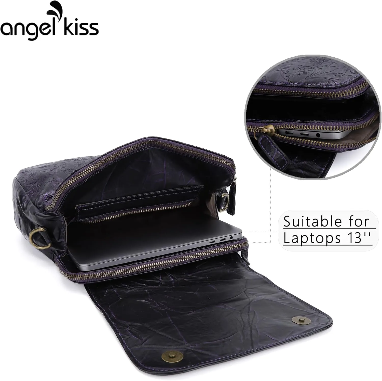 Angel Kiss Women's Leather Waterproof Daypack Travel Backpack Shoulder Bags Daypack Convertible Multifunctional Backpacks Handbag