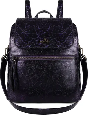 Angel Kiss Women's Leather Waterproof Daypack Travel Backpack Shoulder Bags Daypack Convertible Multifunctional Backpacks Handbag
