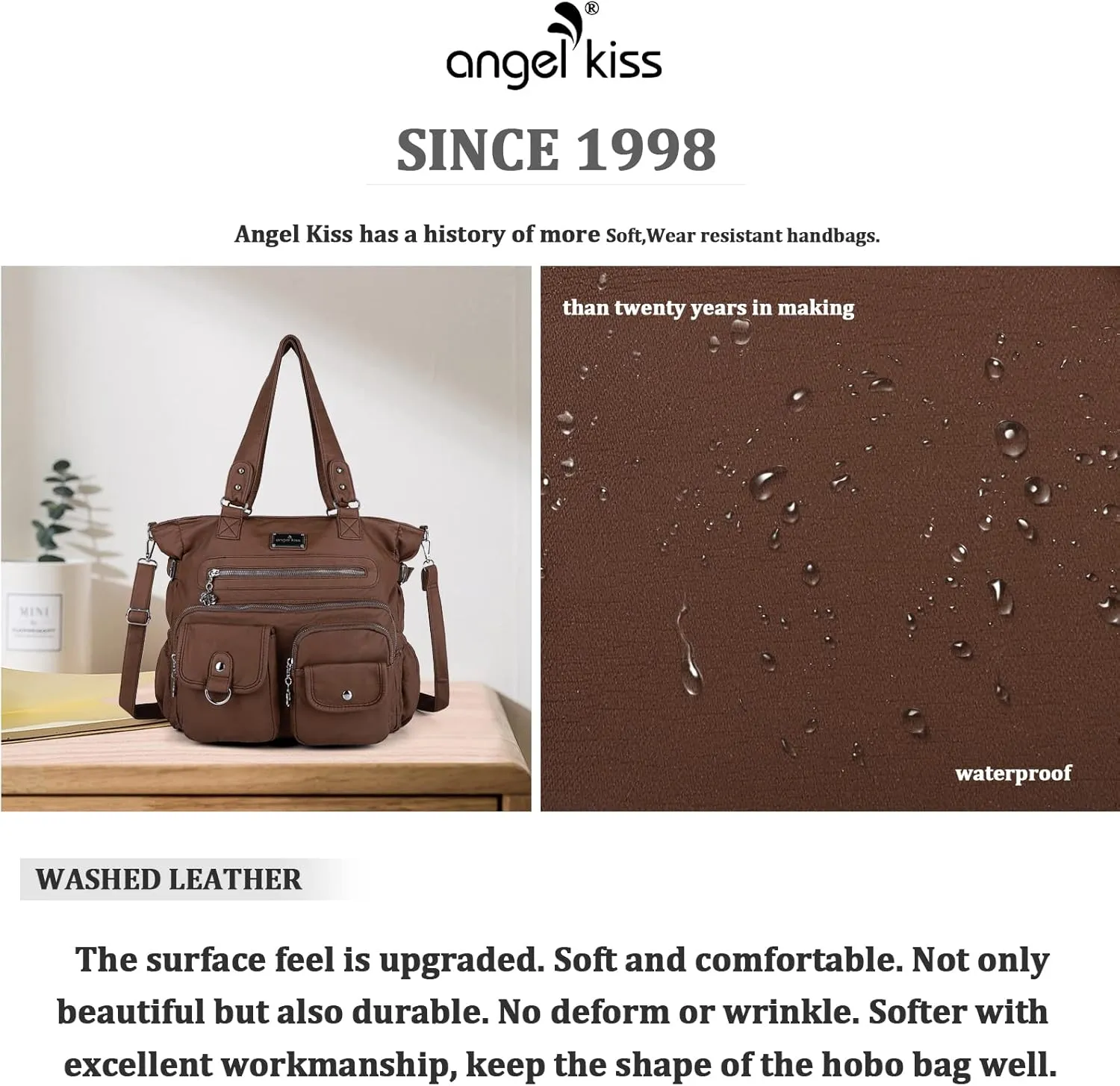 Angelkiss Purses and Handbag for Women Soft Leather Hobo Bags Satchel Shoulder Bags Ladies Tote Crossbody Bag
