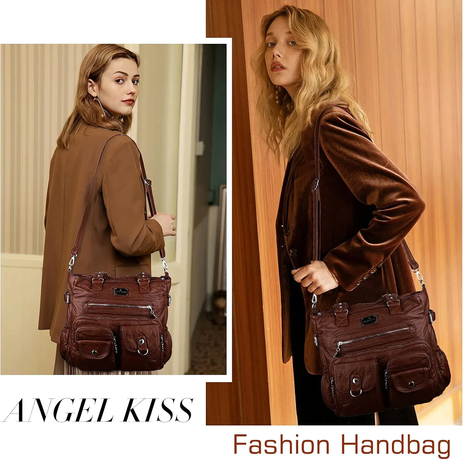 Angelkiss Purses and Handbag for Women Soft Leather Hobo Bags Satchel Shoulder Bags Ladies Tote Crossbody Bag